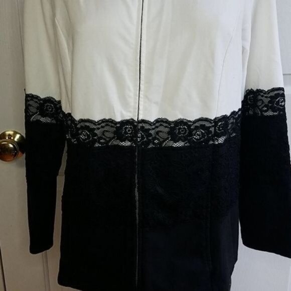 COLORBLOCK Sweatshirt Belle Kim Gravel Lace Zip Up White Women's WOMAN'S Large - Picture 6 of 10